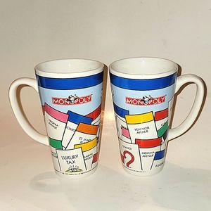 Monopoly Latte Mug Coffee Cup Vintage 1999 Hasbro Dice Board Game Properties